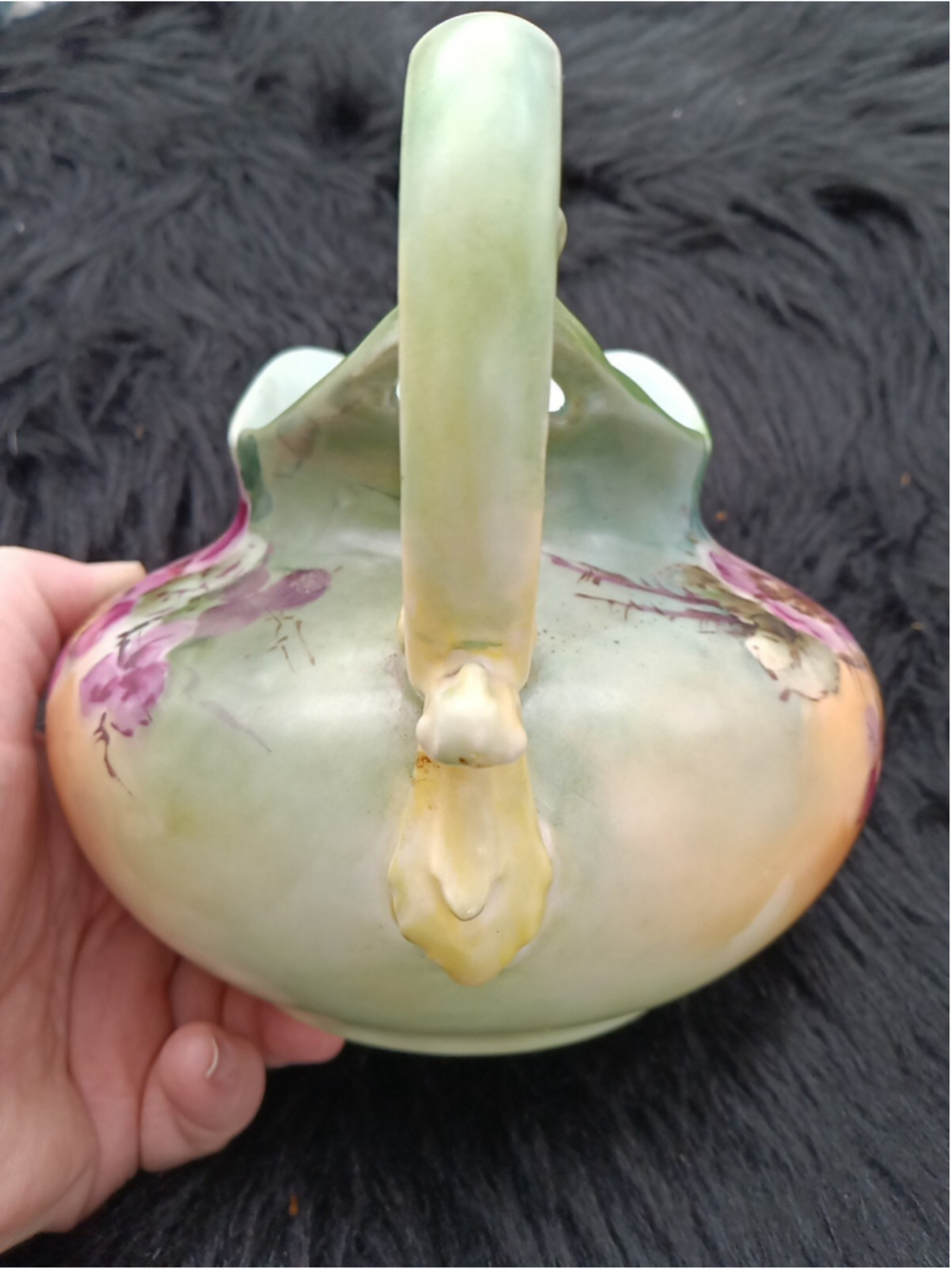 Tresseman & Vogt Limoges france pitcher flowers multicolor pitcher Green yellow - Picture 15 of 16
